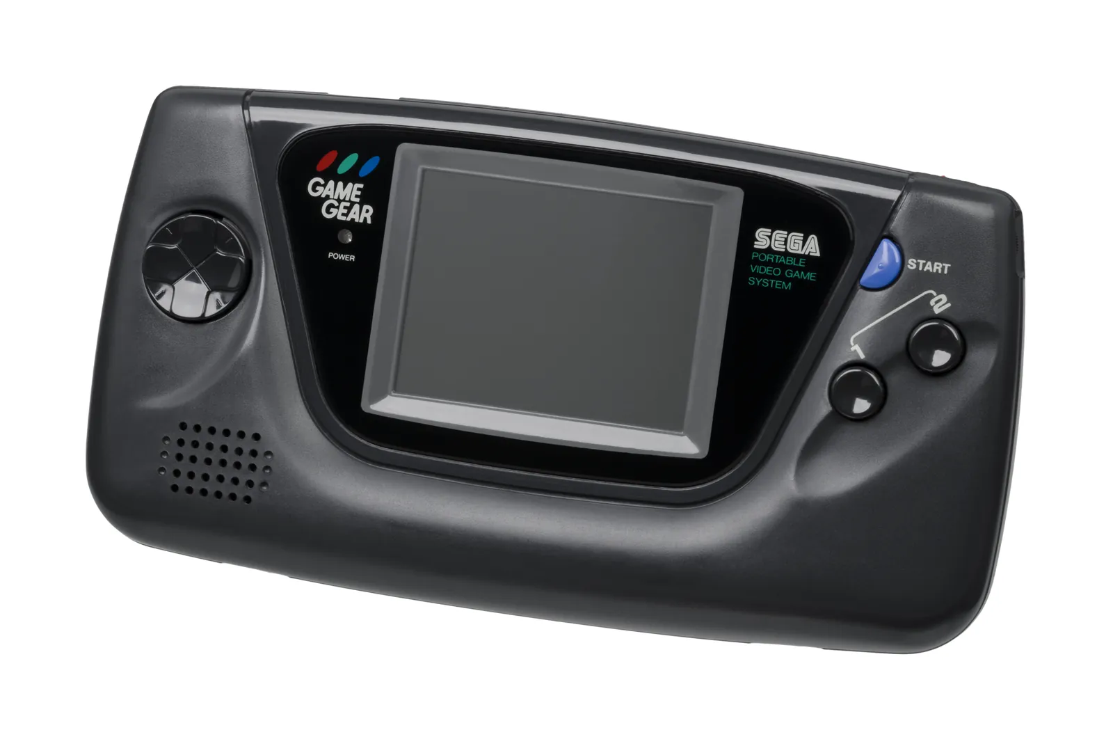 Sega Game Gear negra, vista frontal