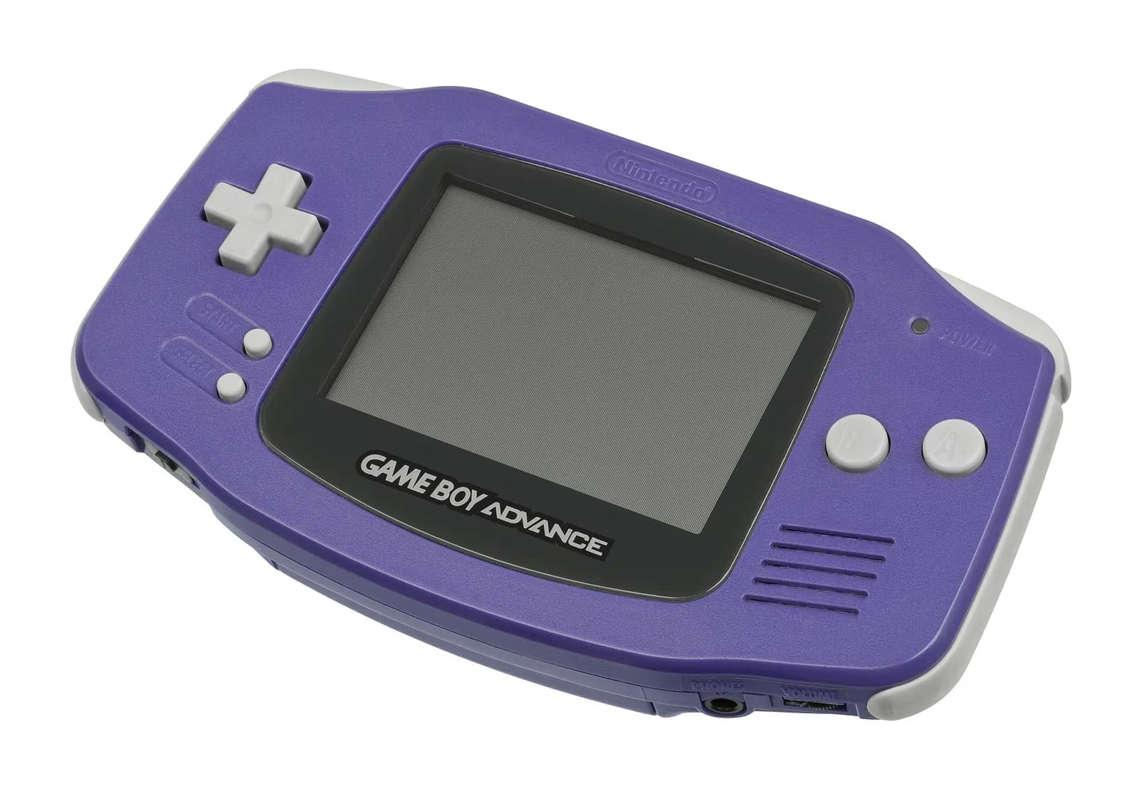 Game Boy Advance morada, vista frontal